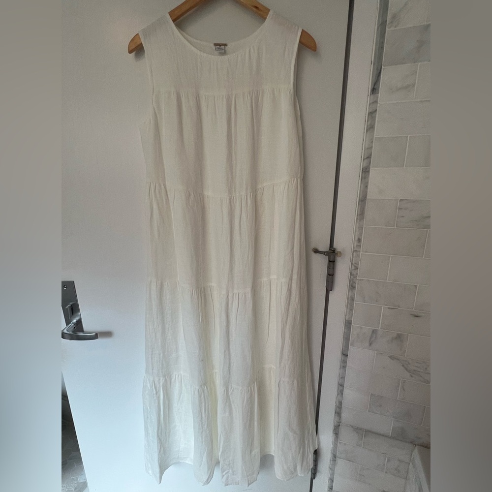 Magaschoni White Linen Sleeveless Maxi Dress - Picture 1 of 5